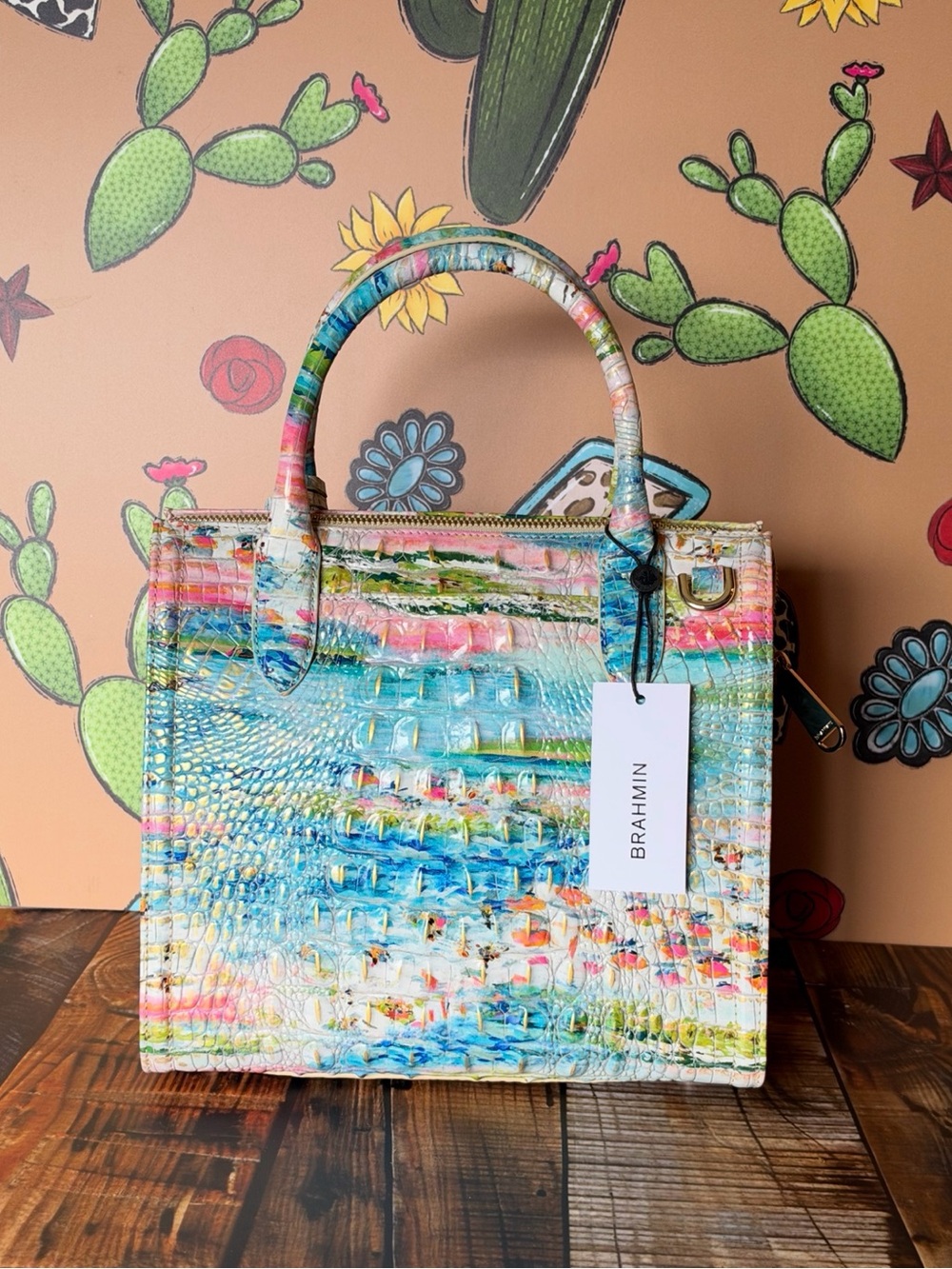 HTF BRAHMIN SMALL CAROLINE STAYCATION SATCHEL BAG NWT TROPIC FISH - Picture 6 of 13